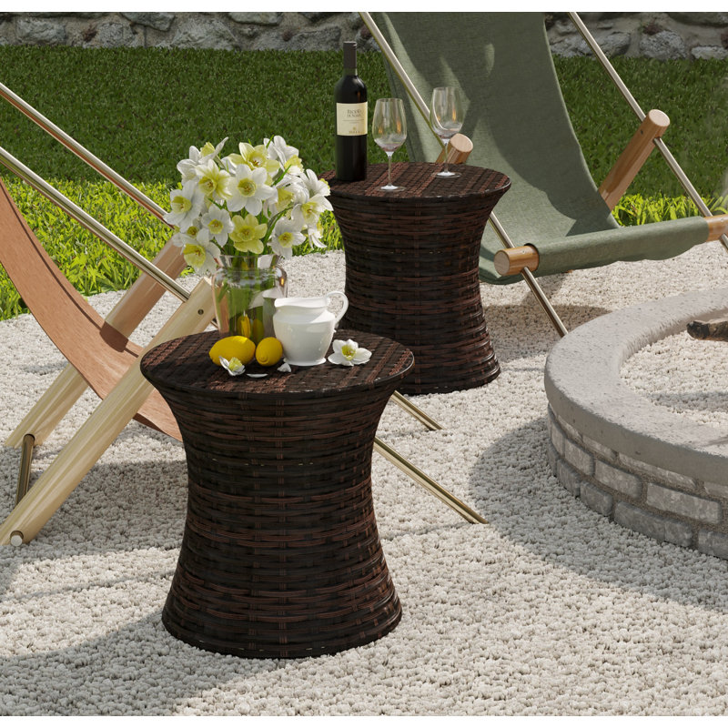 Wrought Studio™ Desplaines Rattan Side Table & Reviews | Wayfair